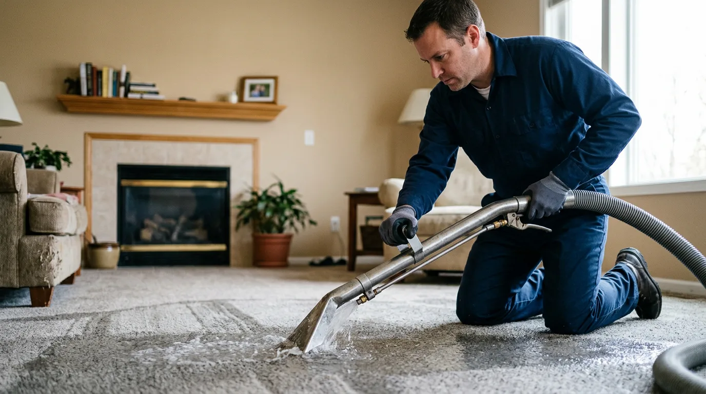 Water damage restoration technician working near Galway, NY